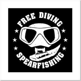 Free Diving Spearfishing Scuba Diver Posters and Art